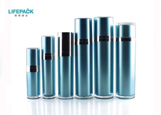 Botellas plásticas de la capacidad azul de la forma redonda, botella cosmética de acrílico de la venta al por mayor